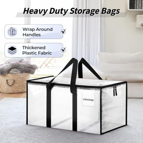 8 Pack Extra Large Clothes Storage Bins with Lids, Clear