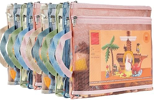 10 Pack Mesh Zipper Pouch Bags, A4 Toy Storage & Organization Bag