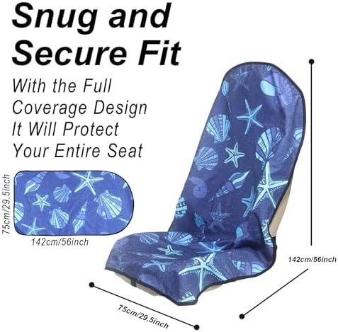 Car Seat Cover Protector Front Seats,for Gym Workout,Running,Swimming,Beach and Hiking,Waterproof Sweat Towel Bucket Seat Covers for Cars SUV Trucks (Conch Shells Starfish, 2Pcs)