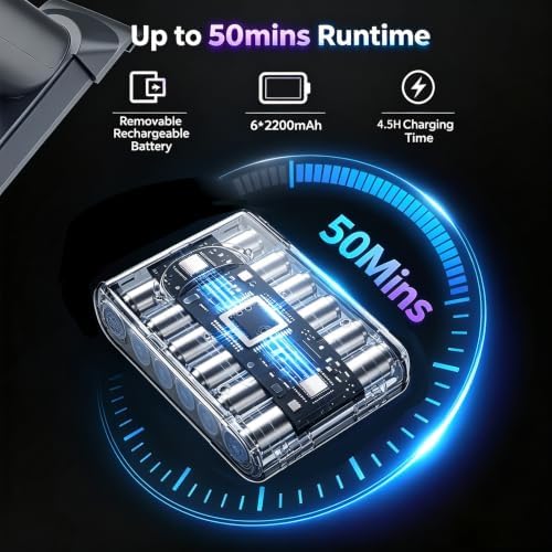 Cordless Vacuum Cleaner For Home Upgraded 250W 50mins Stick Vacuum