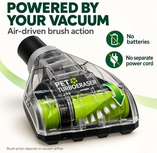 Pet Turbo Brush Attachment | Compatible with Bissell Vacuums – Air-Driven Pet Hair Eraser Tool – Fits CleanView, PowerForce, Pet Hair Eraser & More – Replaces 1634607 & 1614936, 1607765