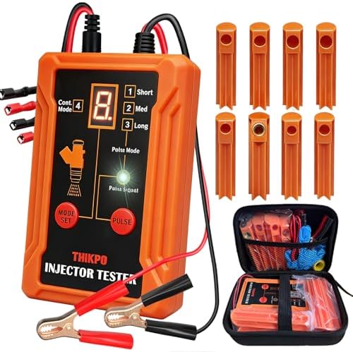 Universal Fuel Injector Tester and Cleaner Tool Kit, DIY Cleaning Tool Kit, 8 Pulse Modes, 4 Wire Dual Channel for 2 Fuel Injectors, 8 Size Cleaning Adapters, 12V/5V Drive