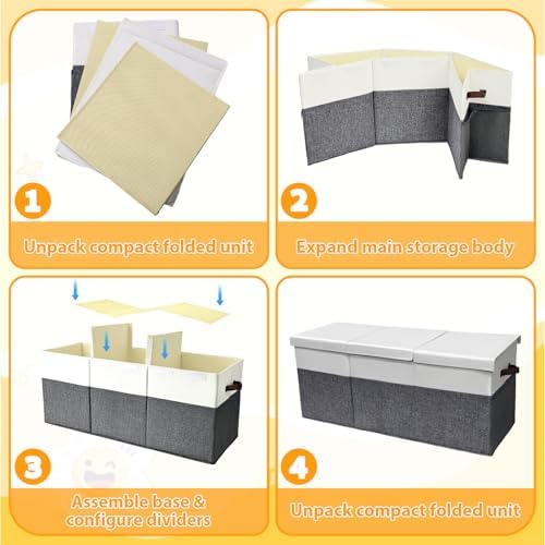 Extra Large 150L Toy Box with Lids, Collapsible Toy Chest Storage