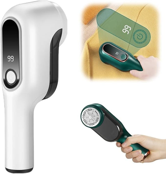 2025 New Electric Lint Remover - Rechargeable With Digital Power Display, 2nd Gear Adjustment, 6-Leaf Blades - Fabric Shaver for Clothes and Sweaters (White)