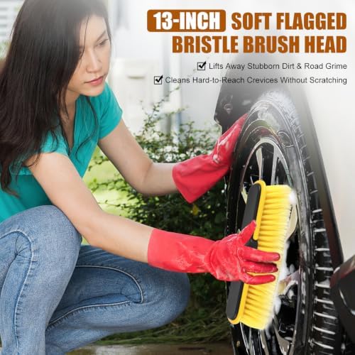 13'' Car Wash Brush Head Soft Bristle Scrub Rv Brush for Washing Exterior