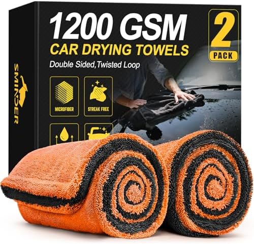 2-Pack 1200 GSM Car Drying Towels – Microfiber Towels for Cars (36" x 24"), Ultra-Absorbent, Streak-Free, Scratch-Free, No Water Spots, Double-Twist Pile & Edgeless Design(Orange)
