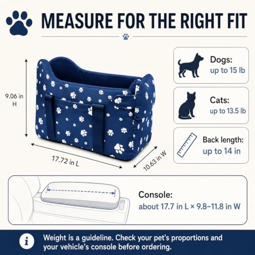 Dog Car Seat for Small Dogs 5-15 lbs, Navy Blue