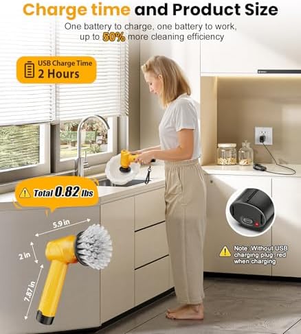Electric Spin Scrubber Q4, 5000mAh Large Battery, 248-Min Runtime, 600RPM