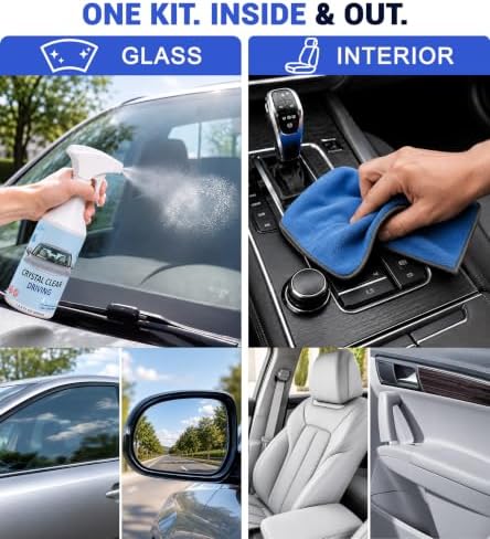 Car Glass Cleaner & Car Interior Cleaner Kit, Up to 324 fl oz,2-in-1