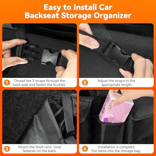 Trunk Organizer for SUV, Car Organizers and Backseat Hanging Storage,Black