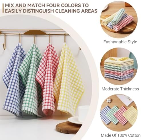 16 Pack 100% Cotton Kitchen Dish Cloths, 12 x 12 Inch