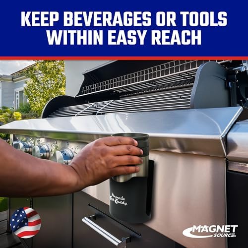 Magnetic Cup Holder - Caddy for Bottles, Glasses, and Cans - Fits on Fridge, Lawnmower, Forklift, Cart, or Ladder - Heavy-Duty Magnet