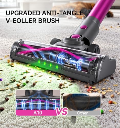 Cordless Vacuum Cleaner for Home,600W 35KPA 60Mins (Purple)
