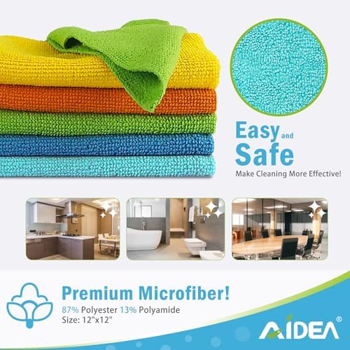 Microfiber Cleaning Cloth-200PK, Microfiber Towels for Cars, 12"×12"