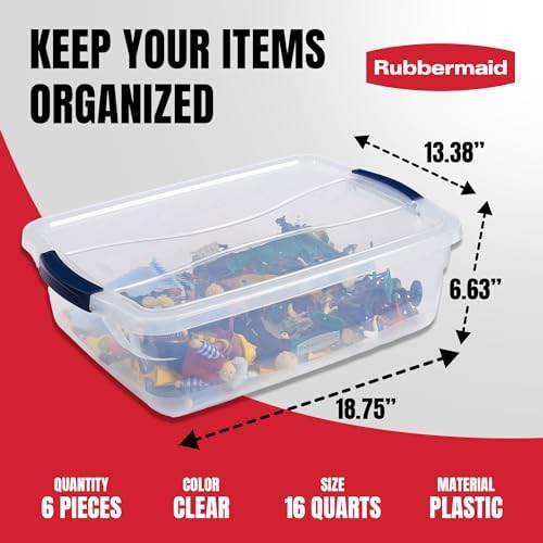 Cleverstore 17 Qt Clear Storage Bins with Lids, 6 Pack