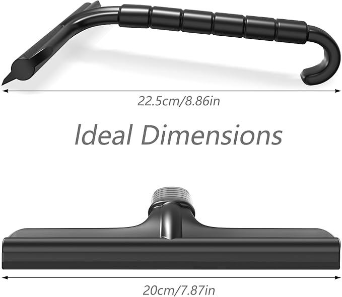 All-One-Piece Shower Squeegee for Glass Doors, Silicone Bathroom Squeegee for Shower Glass, Window Tool for Tile Walls, Mirrors, Kitchen and Car, Hand Small Scraper(7.87in-Black)