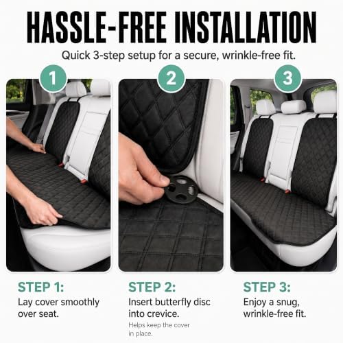 Car Seat Cushion Neosupreme Automotive Seat Cushions - Universal Fit, Rear Car Seat Cushion, Car Seat Cushions With Non-slip Silicone Backing for SUV, Sedan, Van Rear Set Black