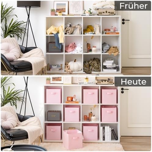 11 Inch Cube Storage Bins, 6-Pack Storage Cube Organizer, Pink