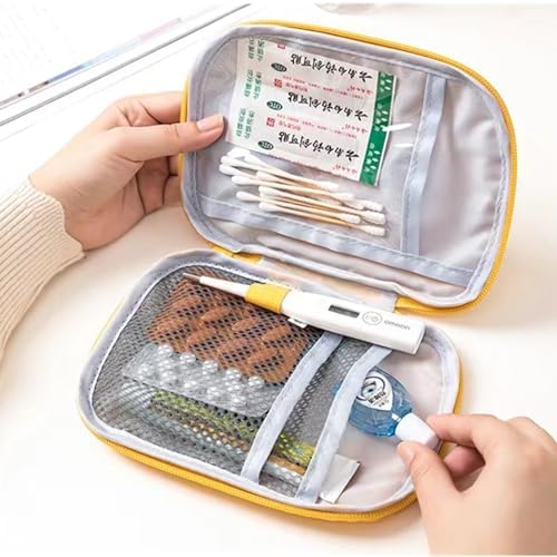 Red First Aid Bag Empty 1st Aid Bag Section Dividers Medical Travel Case Emergency First Responder Storage Compact Medicine Bag for Car Home Office Kitchen Sport Outdoors (Yellow)