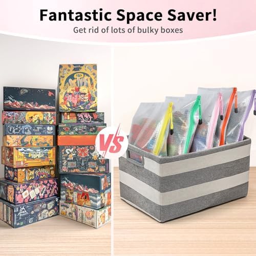 12 Pack A3 Mesh Zipper Pouch Bags, Board Game Storage Organizer