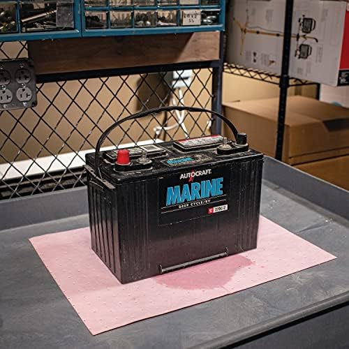 Hazmat Chemical Absorbent Mat Pads - 50 Pads per Bag - 15" W x 20" L - Absorbs up to 14 oz. per Pad - Lightweight - PM50042