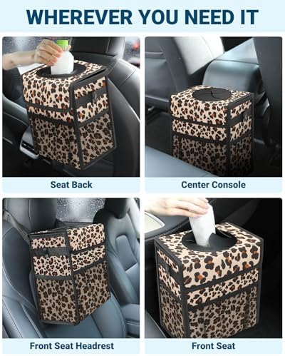 Car Trash Can with Lid, Leakproof Car Garbage Can Car Trash Bag