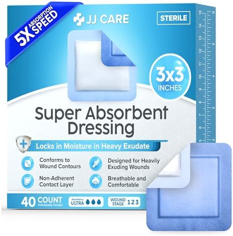 Super Absorbent Wound Dressing | 3"x3" | 40-Pack | FSA&HSA | Non Adhesive