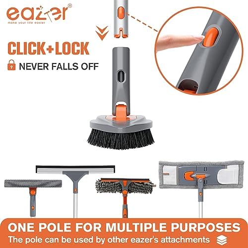4-in-1 Long-Handled Tub Scrubber-Versatile Bathroom Cleaning Brush with Shower Scrubber-Ideal Shower Cleaner Brush for Efficient Cleaning-Long Handle Scrub Brush for Shower, Tub, and Bathroom