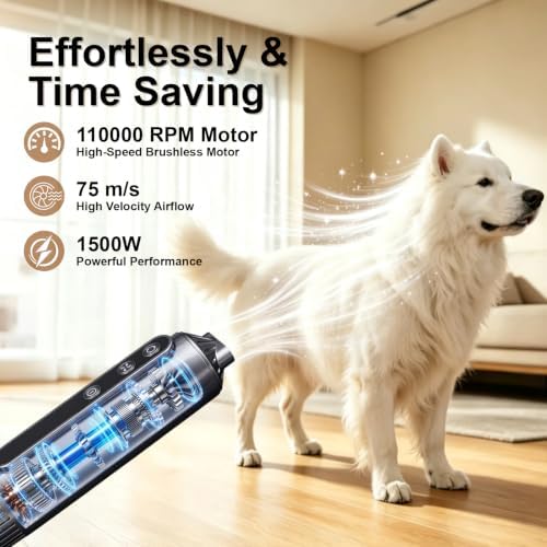 Neck Dryer for Pet Grooming, Hands-Free Dog Hair Dryer, 4 Speeds, 4 Temp