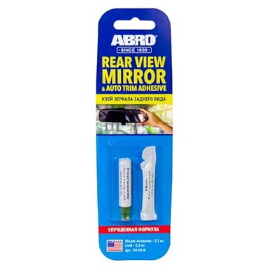 ABRO Rear View Mirror Adhesive, Two-Step Permanent Bond Kit