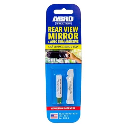 ABRO Rear View Mirror Adhesive, Two-Step Permanent Bond Kit