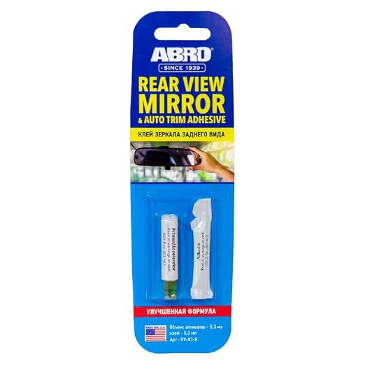 ABRO Rear View Mirror Adhesive, Two-Step Permanent Bond Kit