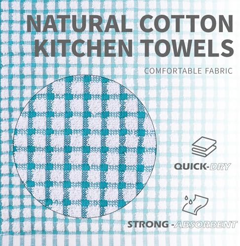 Cotton Kitchen Towels, 15x26, Checkered, 8 Pack