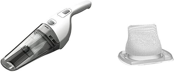 BLACK+DECKER Handheld Vacuum 2Ah, Power White with Replacement Filter (HNV220BCZ10FF & HNVCF10)