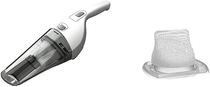 BLACK+DECKER Handheld Vacuum 2Ah, Power White with Replacement Filter (HNV220BCZ10FF & HNVCF10)