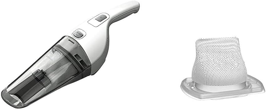 BLACK+DECKER Handheld Vacuum 2Ah, Power White with Replacement Filter (HNV220BCZ10FF & HNVCF10)