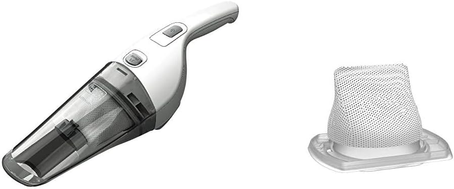 BLACK+DECKER Handheld Vacuum 2Ah, Power White with Replacement Filter (HNV220BCZ10FF & HNVCF10)