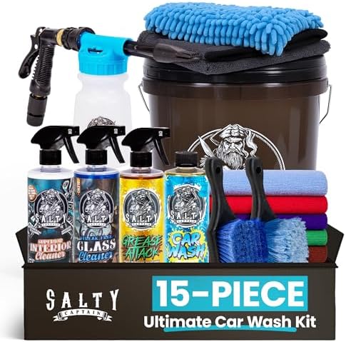 Salty Captain Ultimate 15-Piece Car Cleaning Kit – Car Wash Kit