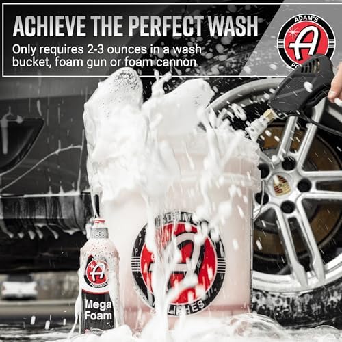 Adam’s Mega Foam Car Wash Soap (Gallon) – pH Neutral, Ultra Concentrated for Foam Cannon, Foaming Spray Gun, or Bucket – Safe for Wax, Sealants & Ceramic Coating – High Suds Car Cleaner