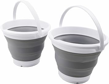 SAMMART 5.5L (1.4 Gallon) Set of 2 Collapsible Plastic Bucket - Foldable Round Tub - Portable Fishing Water Pail - Space