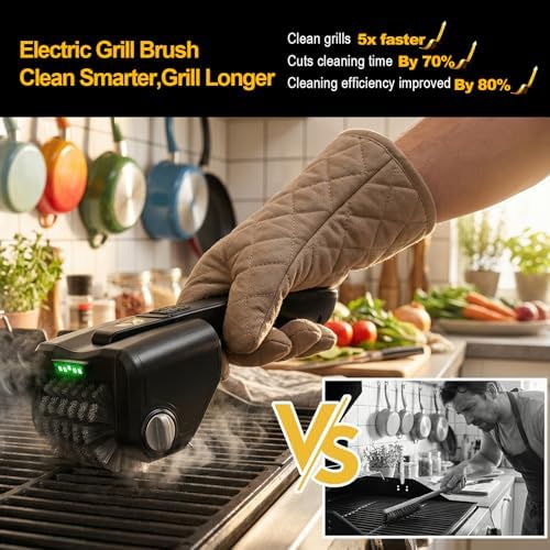 Electric Grill Brush for Outdoor Grill, Cordless BBQ Cleaner, Dual Speed
