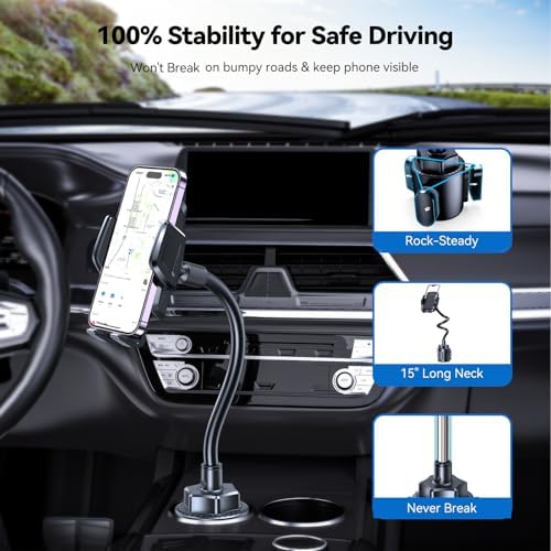 Cup Holder Phone Mount,Dual-Mode Fixation System