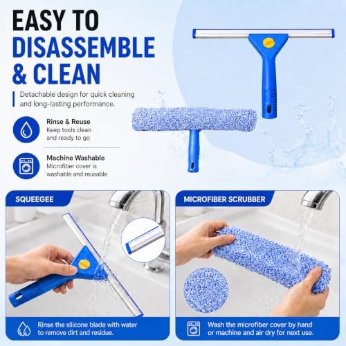 Professional Window Cleaning Kit with 76 Inch Extension Pole
