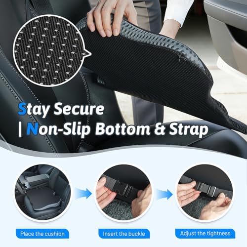 Wedge Car Seat Cushion for Driving for Better Visibility & Sciatica Relief