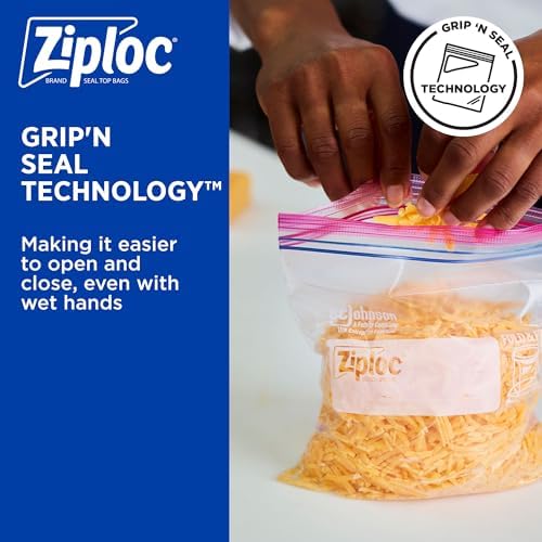 Ziploc Storage Bags, For Food Organization and Storage, Double Zipper Seal, Easy-Open Tabs Quart, 500 Count