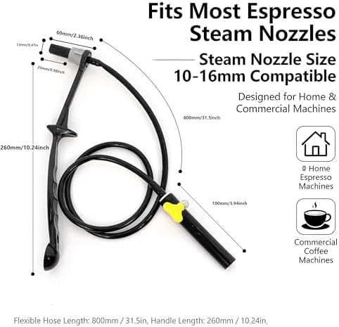Espresso Machine Cleaning Brush with 36 Inch Silicone Hose Steam Wand Tool