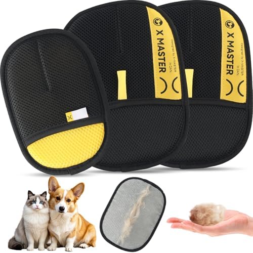 3pcs Pet Hair Removal Glove for Dog & Cat, Electrostatic Reusable