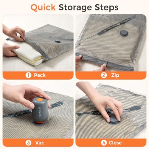 18‑Pack Vacuum Storage Bags with Cordless Pump, Travel Compression