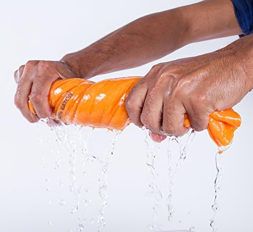 Super Chamois - Extra Large 20" X 27" Super Absorbent Cleaning Cloth - 6 Pack Orange Shammy - Holds 10x It's Weight in Liquid
