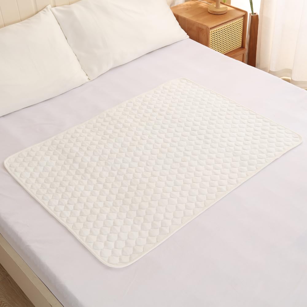 Washable Underpads,Super Absorbent and Waterproof Bed Pds, Portable and Reusable Incontinence Pads for Toddler,Adults,Elderly and Pets (31" x 40" Pack of 2)(White)
